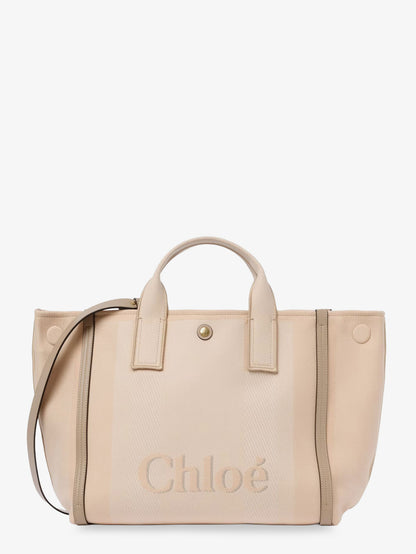 Chloé Carry striped jacquard fabric crossbody bag with oversized logo on the front thumbnail