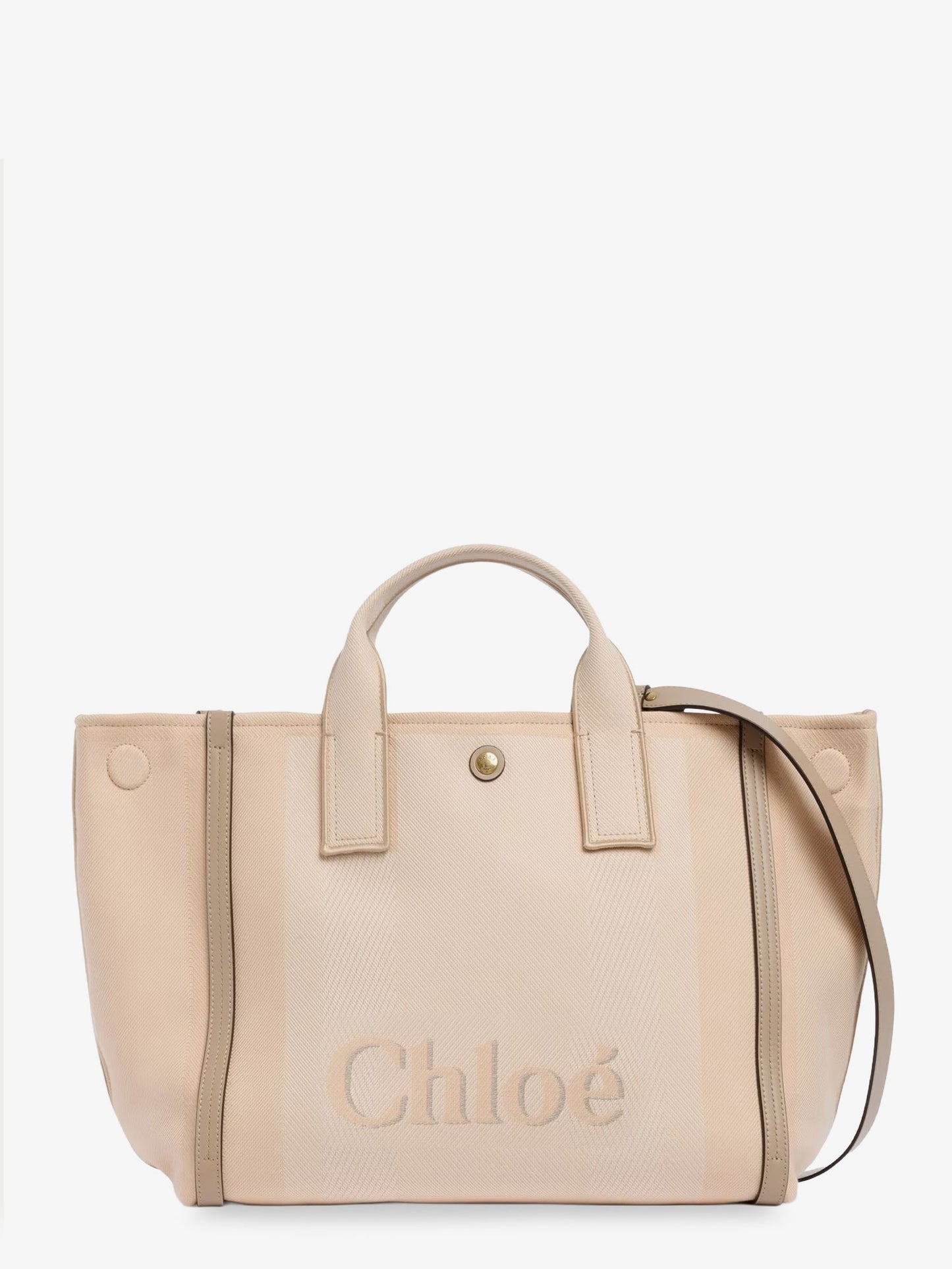 Chloé Carry striped jacquard fabric crossbody bag with oversized logo on the front