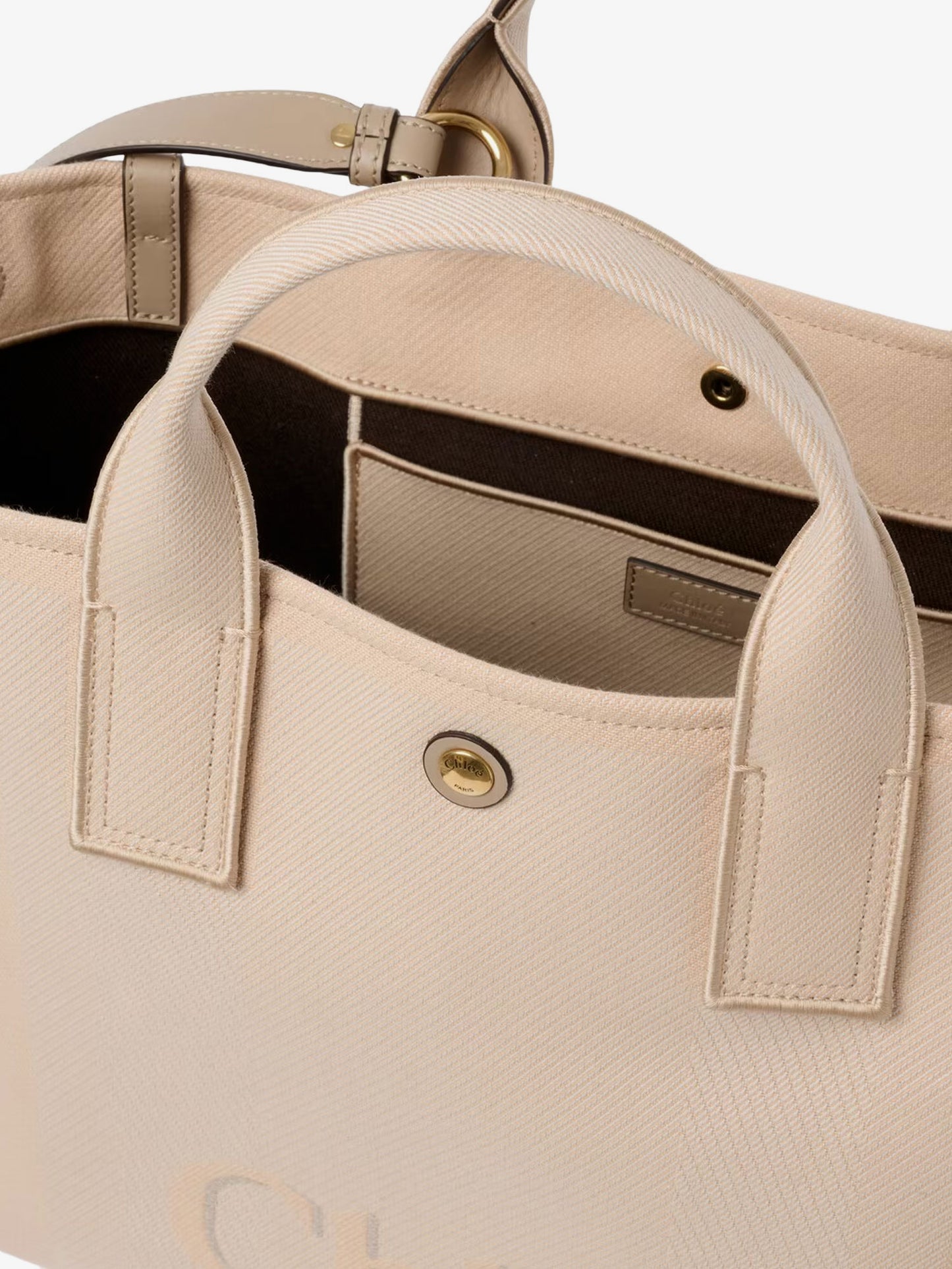 Chloé Carry striped jacquard fabric crossbody bag with oversized logo on the front