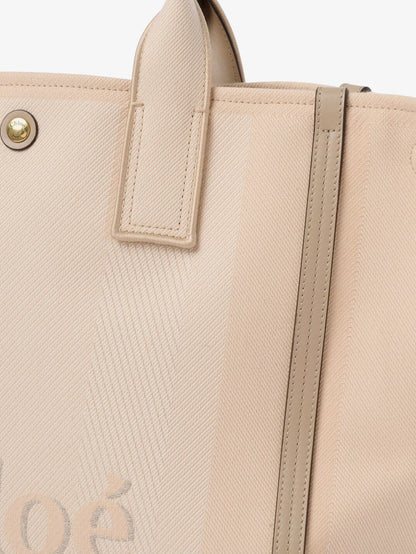 Chloé Carry striped jacquard fabric crossbody bag with oversized logo on the front thumbnail