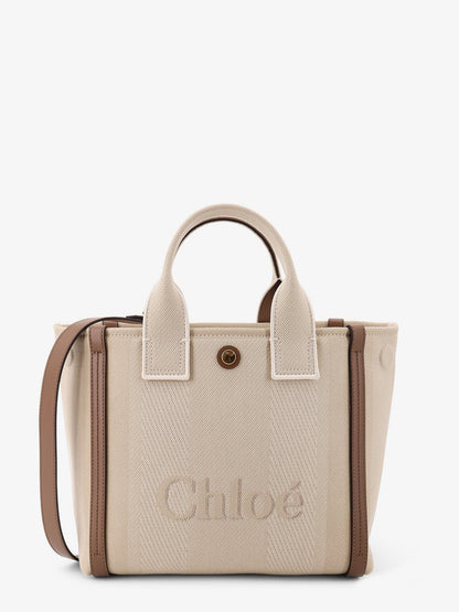 Chloé Carry canvas crossbody bag with oversized logo on the front thumbnail