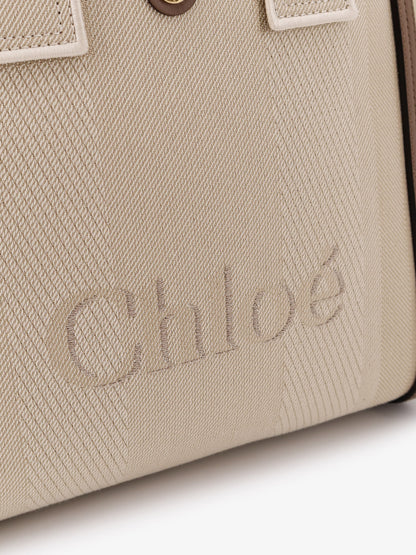 Chloé Carry canvas crossbody bag with oversized logo on the front thumbnail