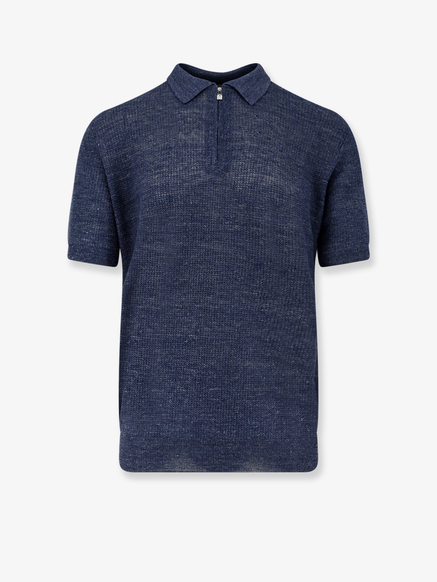 Linen and silk blend polo shirt