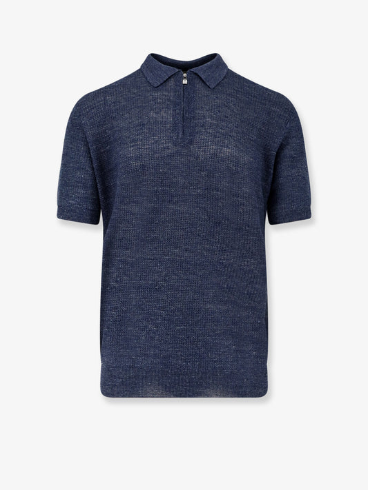 Linen and silk blend polo shirt