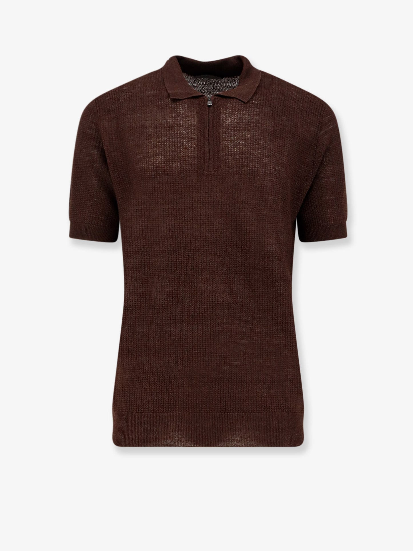 Linen and silk blend polo shirt