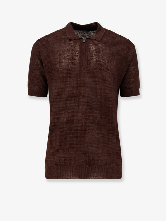 Linen and silk blend polo shirt