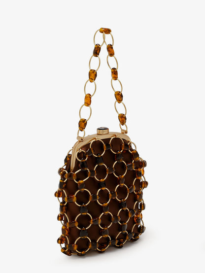 Brielle Wristlet leather handbag with all-over pearl detail thumbnail