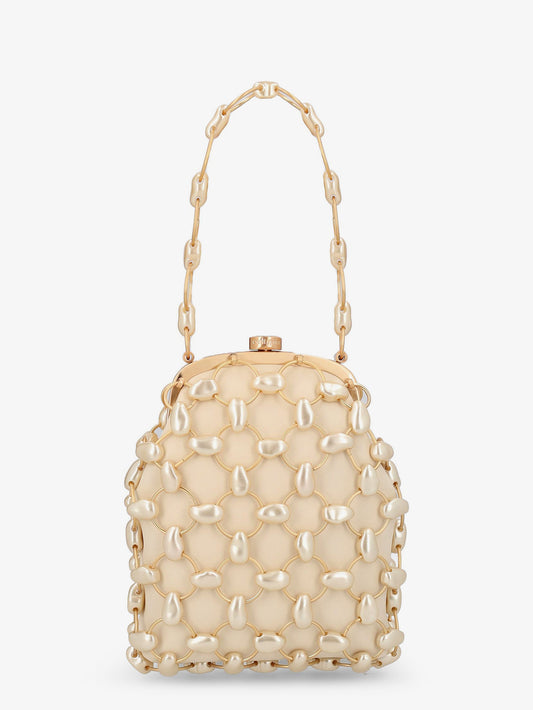 Brielle Wristlet leather handbag with all-over pearl detail