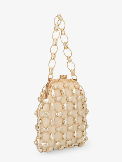Brielle Wristlet leather handbag with all-over pearl detail thumbnail