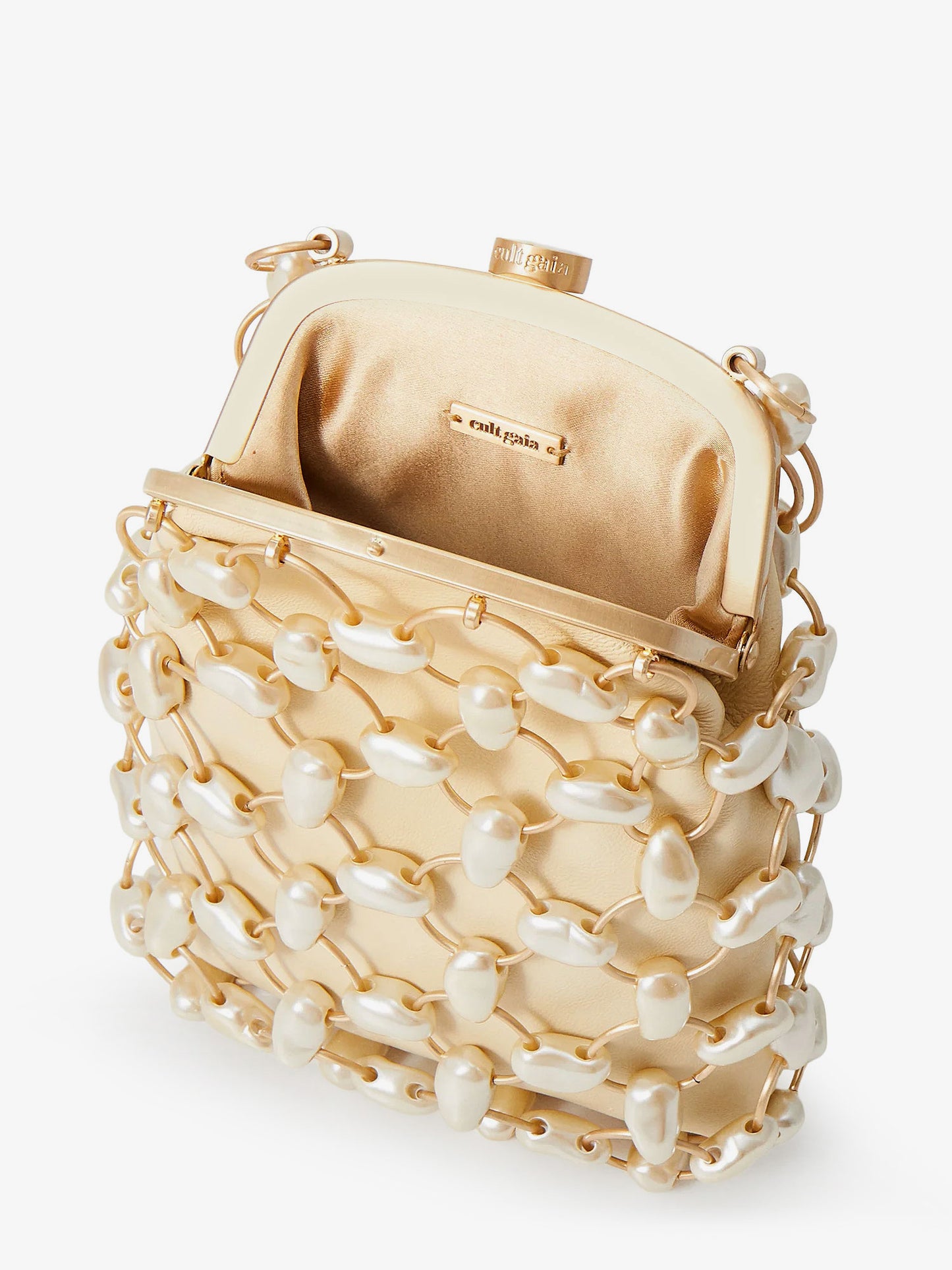 Brielle Wristlet leather handbag with all-over pearl detail