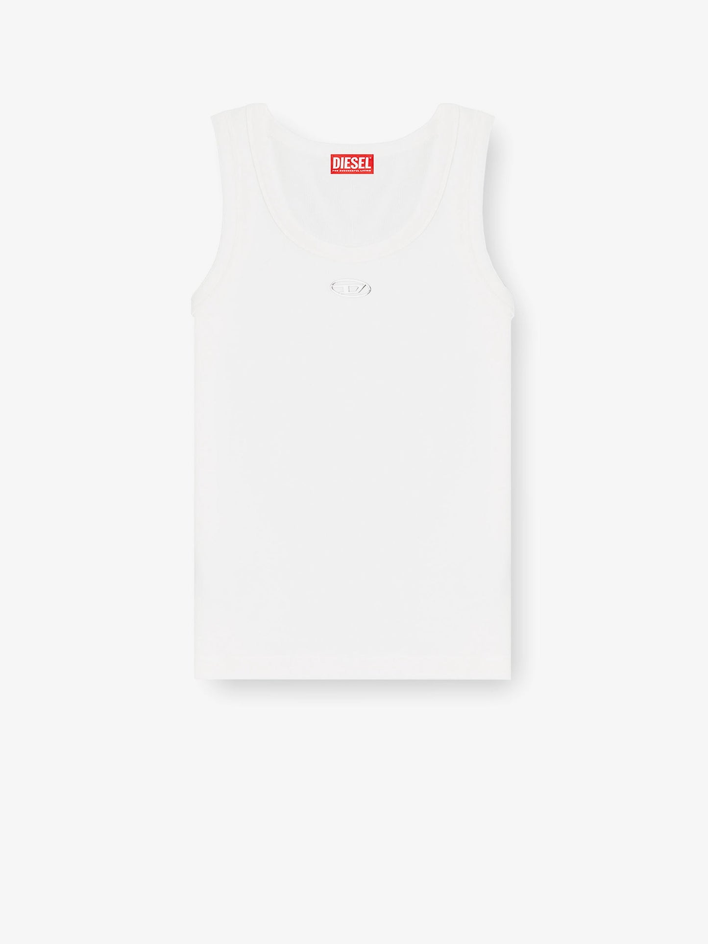 Canotta slim fit a costine con Oval D in metallo