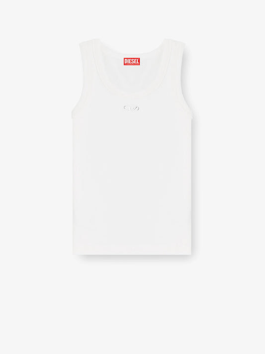 Slim fit ribbed tank top with metal Oval D