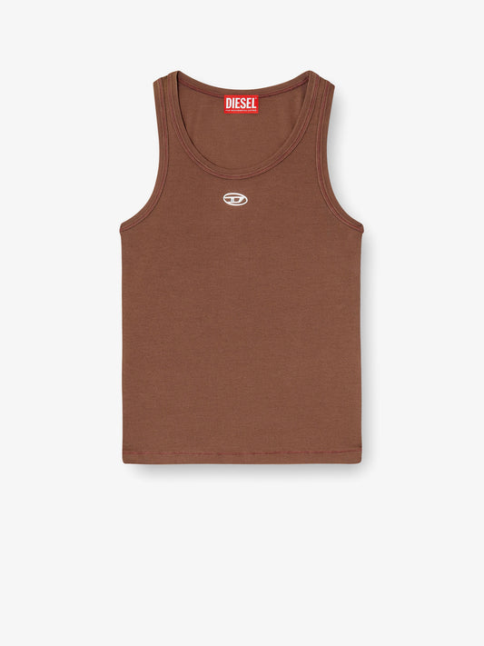 Slim-fit ribbed tank top with metal Oval D logo