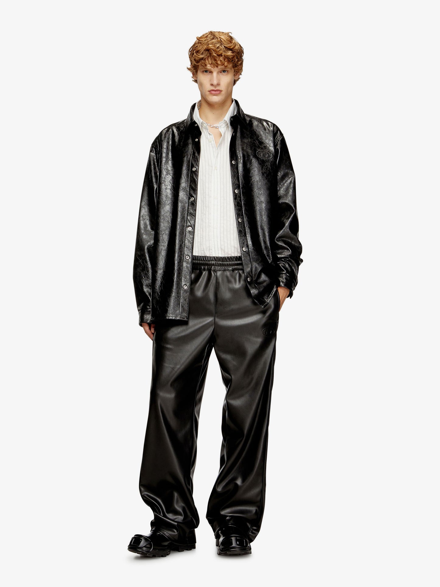 S-Simply-Qmbu faux-leather shirt
