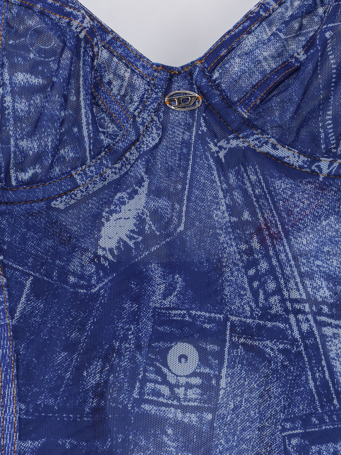 Bridget nylon bodysuit with denim print