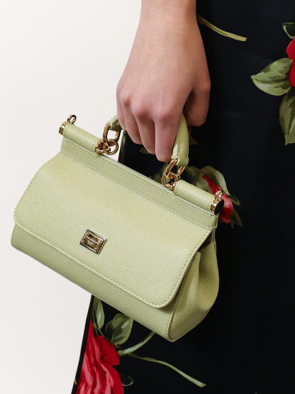 Sicily Small leather shoulder bag with metal logo patch thumbnail