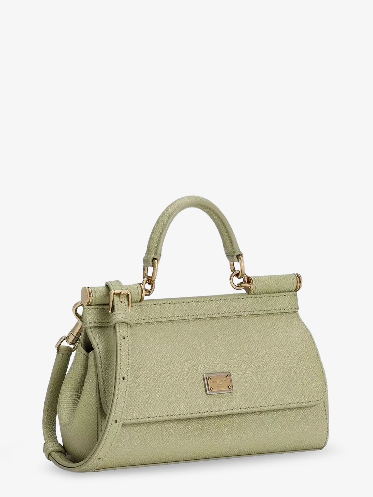 Sicily Small leather shoulder bag with metal logo patch