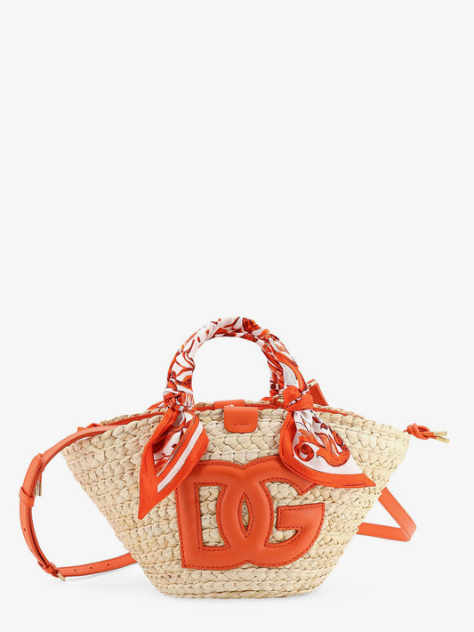 Maiolica shoulder bag in leather and raffia