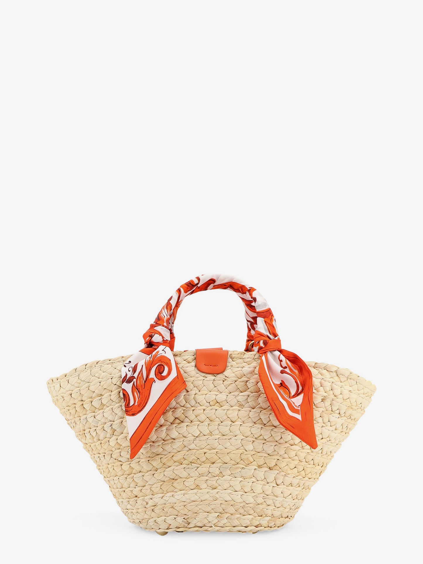 Maiolica shoulder bag in leather and raffia