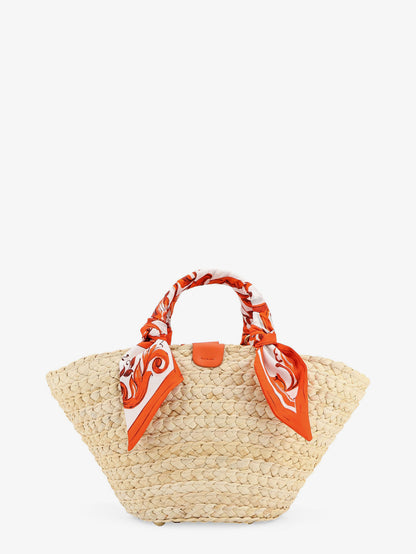 Maiolica shoulder bag in leather and raffia thumbnail