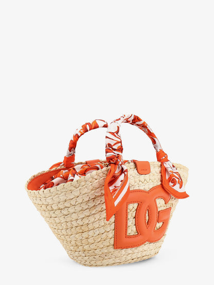Maiolica shoulder bag in leather and raffia thumbnail