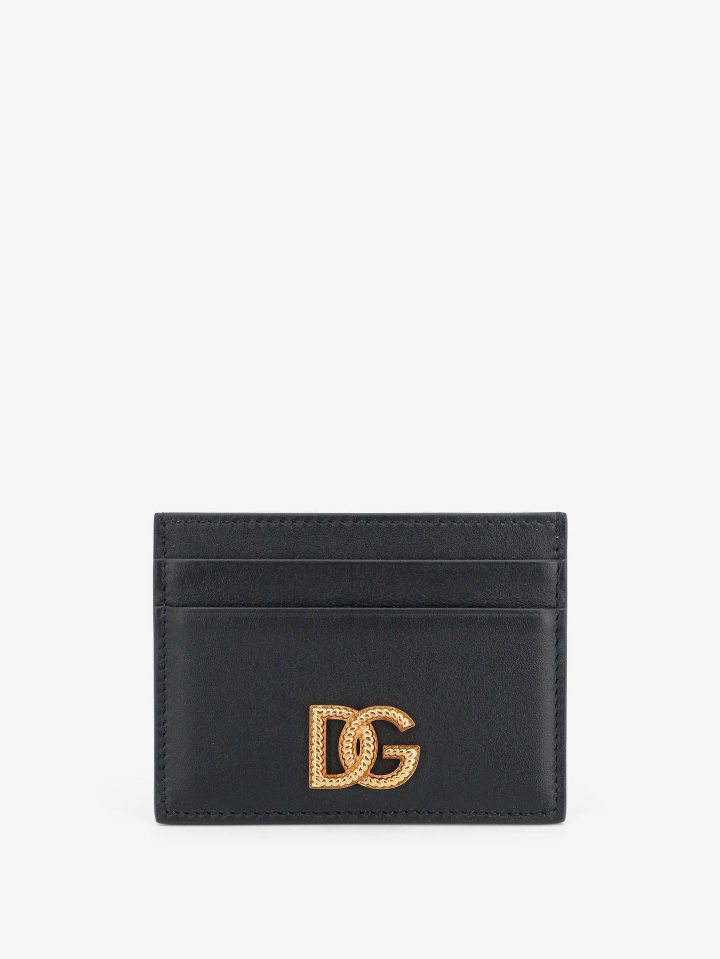 Leather card holder with metal DG logo