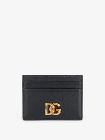Leather card holder with metal DG logo thumbnail