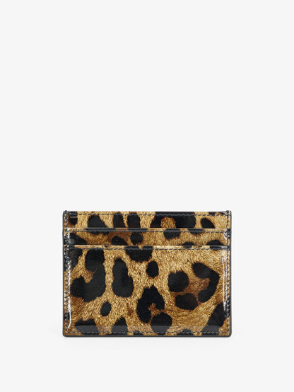 Patent leather card holder with animal print thumbnail