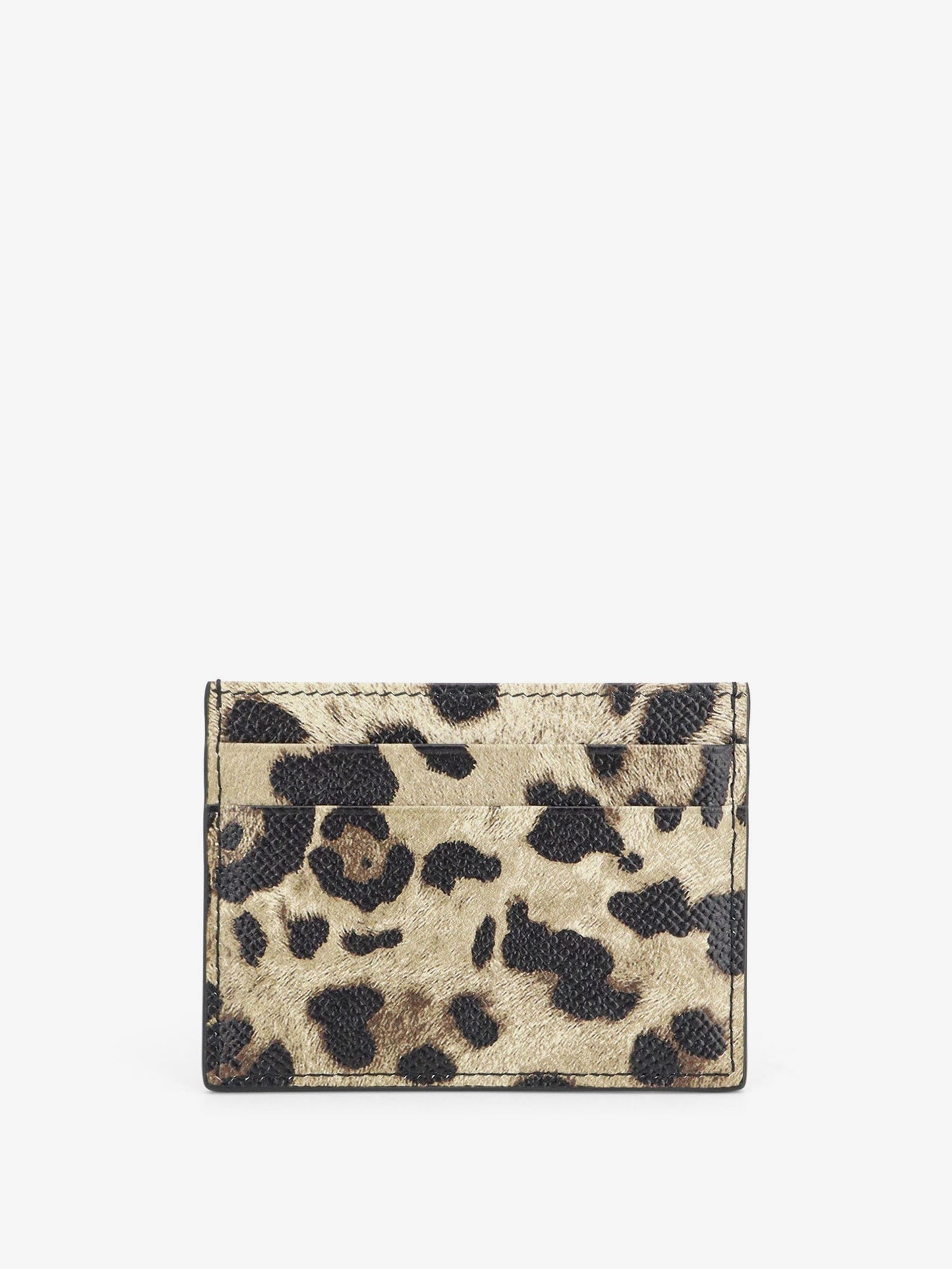 Hammered leather card holder with animal print