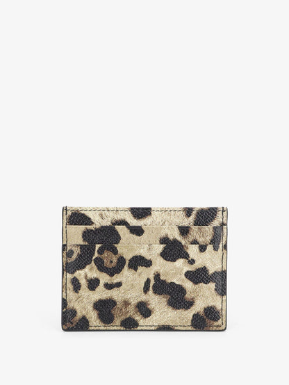 Hammered leather card holder with animal print thumbnail