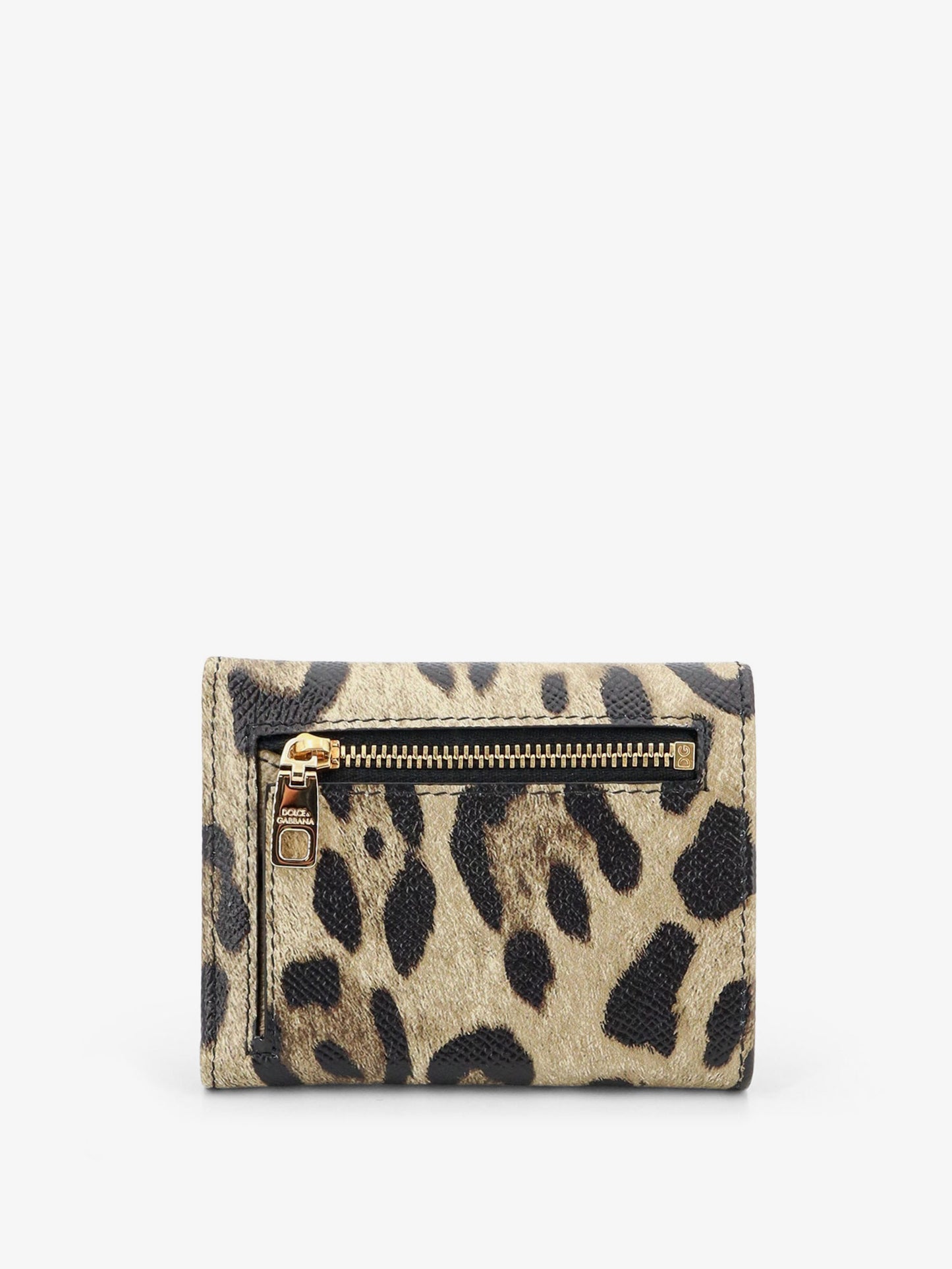 Hammered leather wallet with animal print