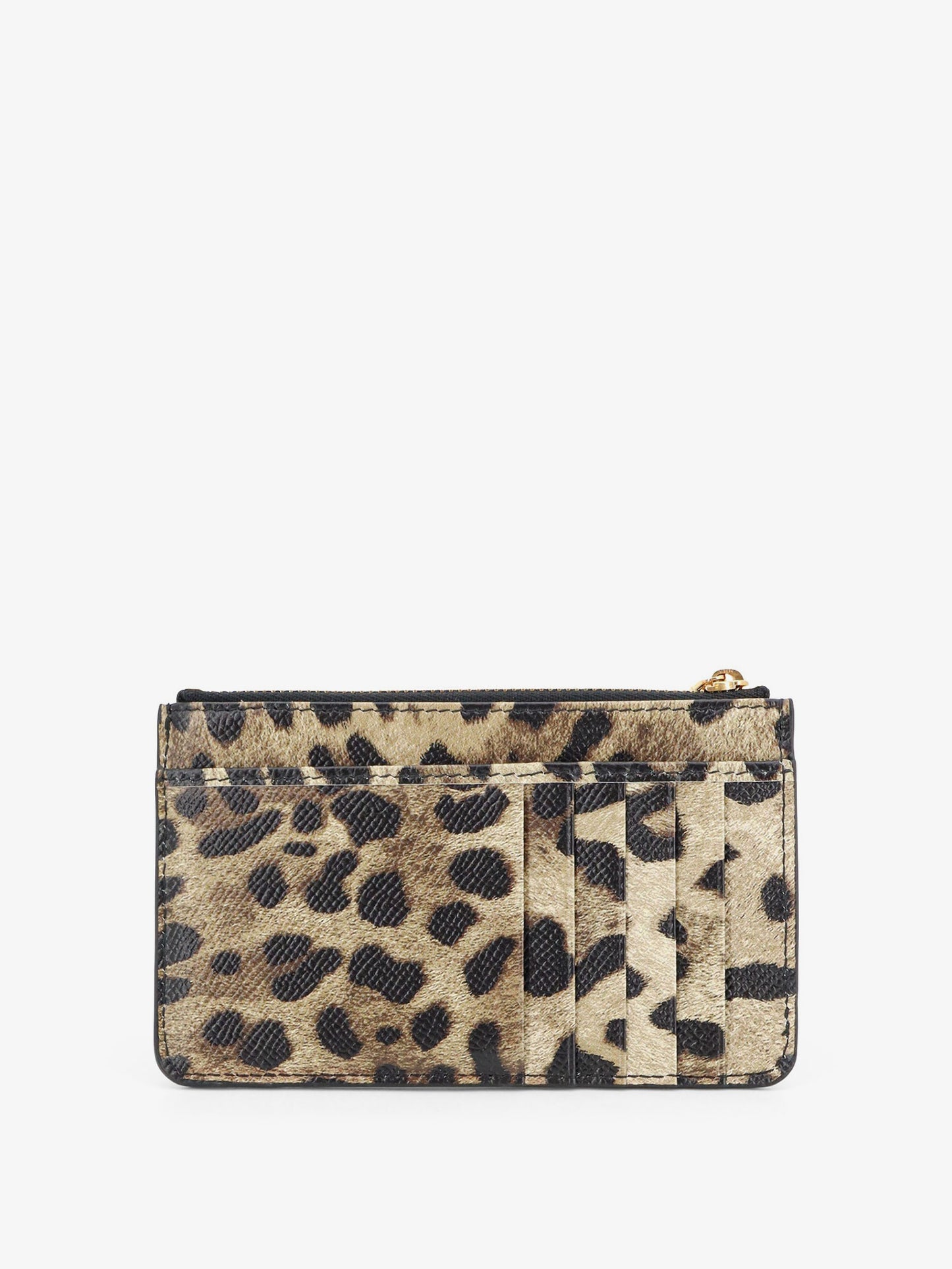Hammered leather card holder with animal print