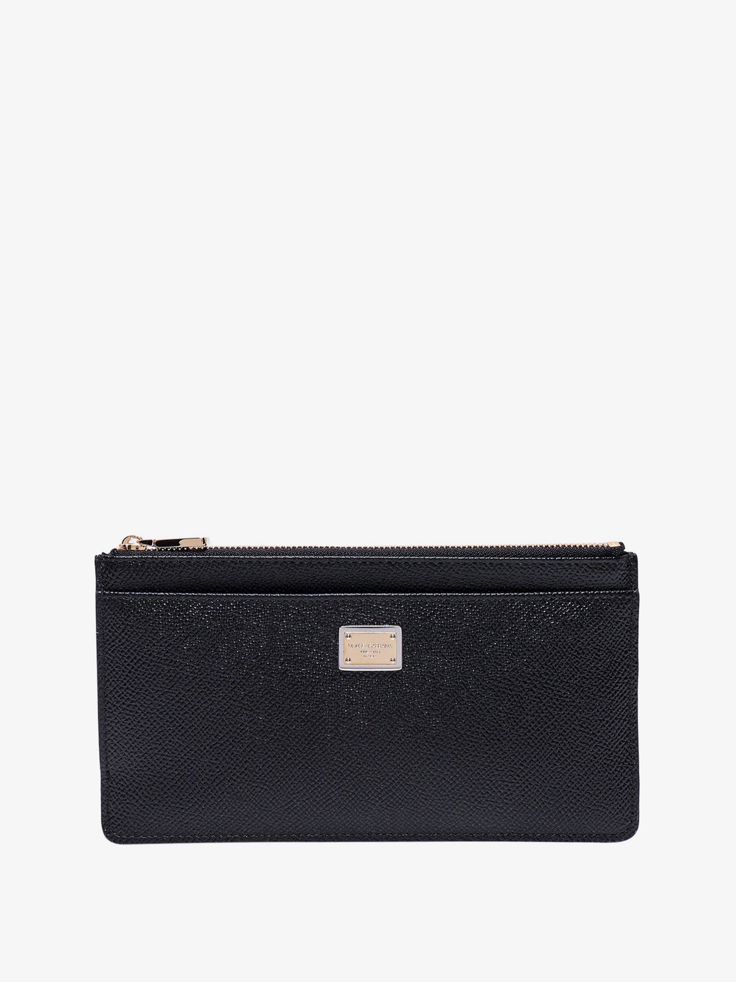Hammered leather card holder with metal tag