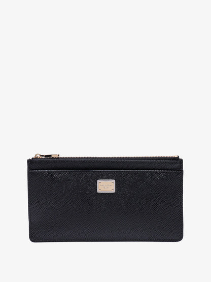 Hammered leather card holder with metal tag thumbnail