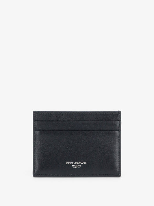 Leather card holder with woven pattern