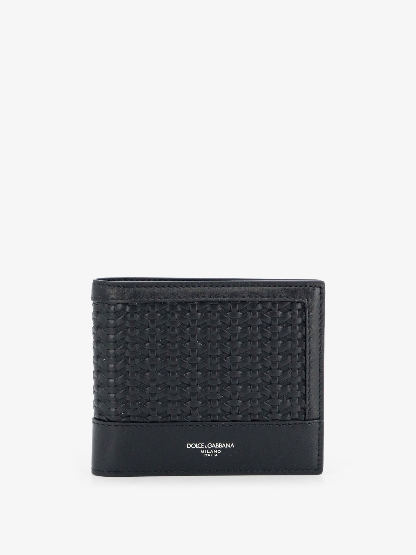 Leather wallet with woven pattern