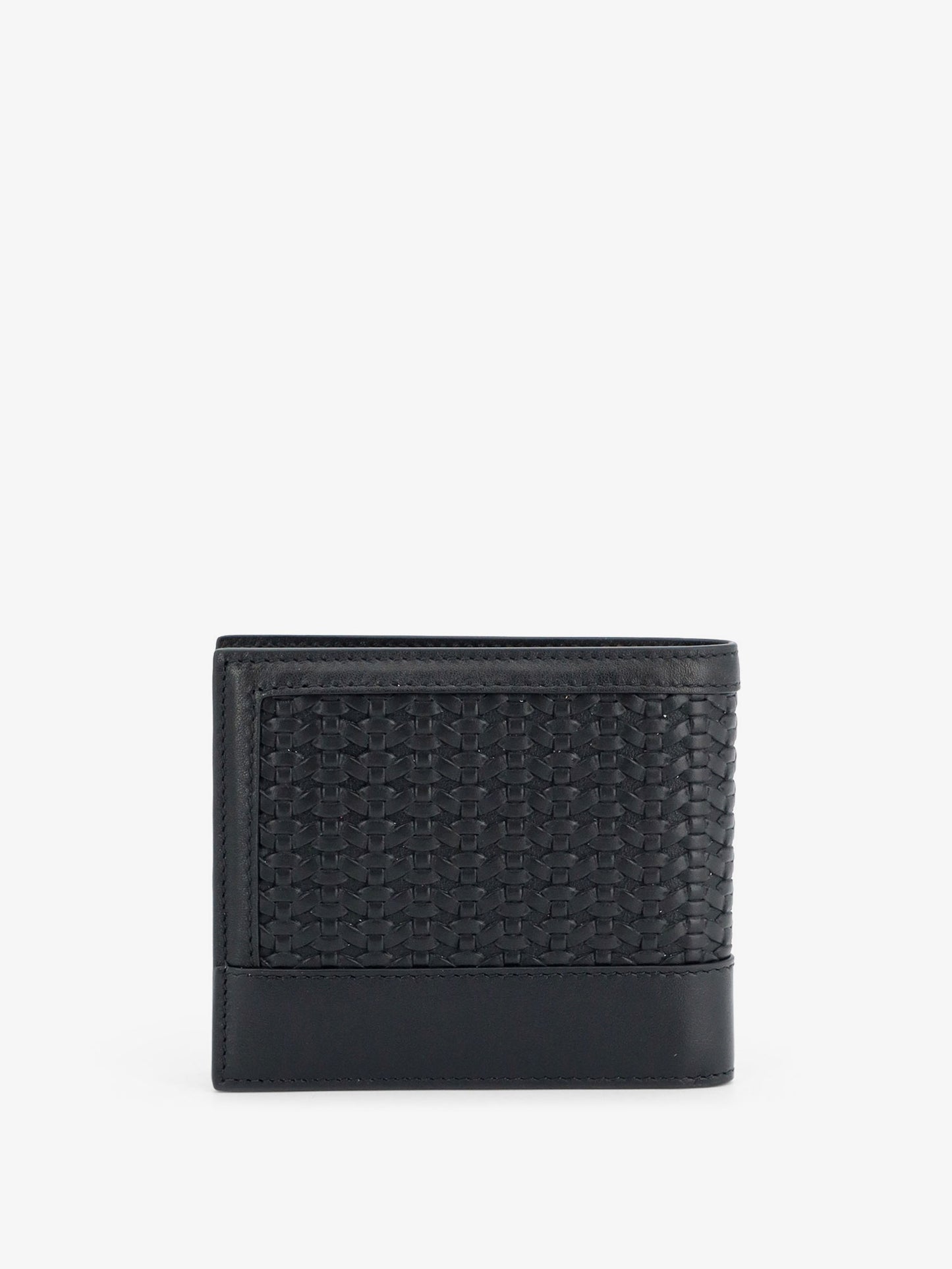 Leather wallet with woven pattern