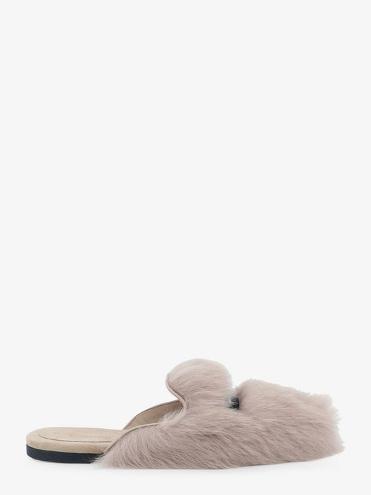 Sheepskin and suede sandals