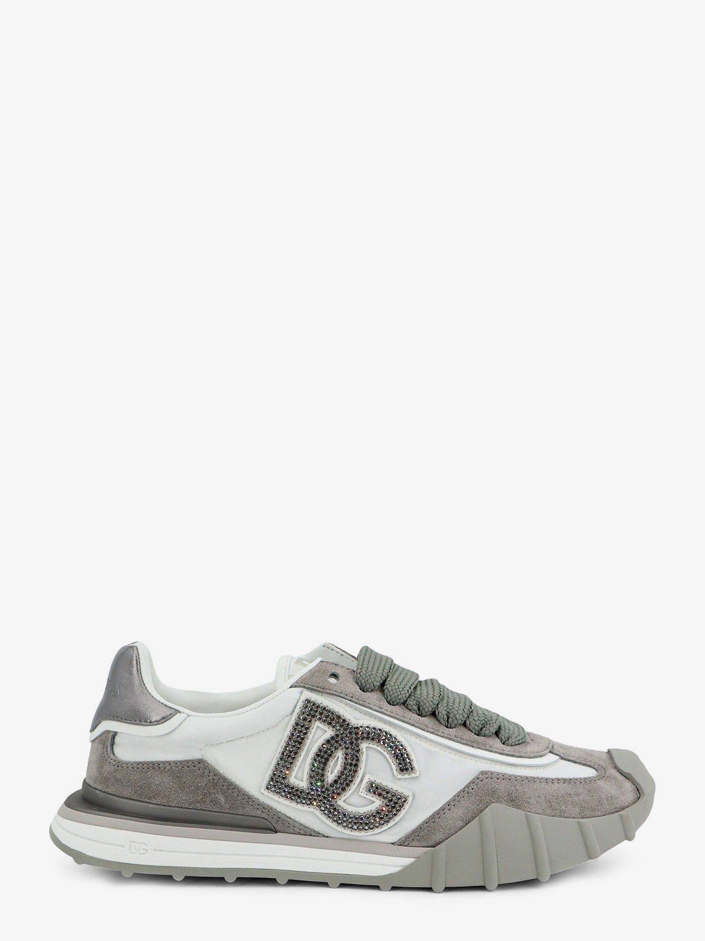 Nylon and suede sneakers with DG logo with rhinestones
