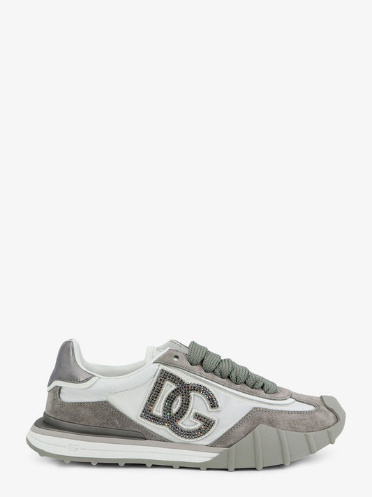 Sneakers in nylon e suede con logo DG con strass