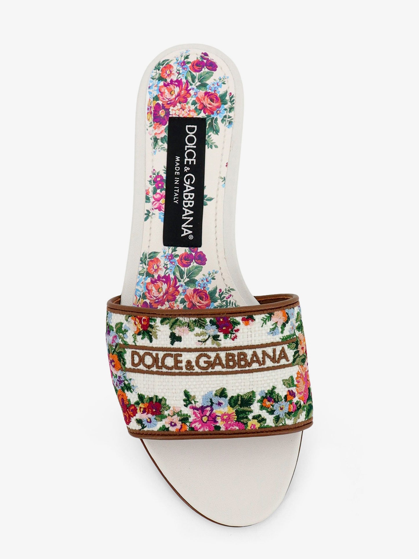 Canvas sandals with all-over embroidery