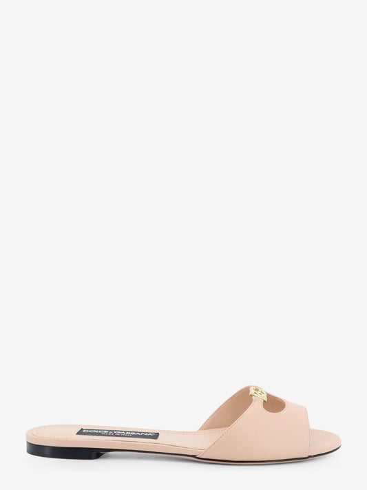 Leather sandals with metal DG logo