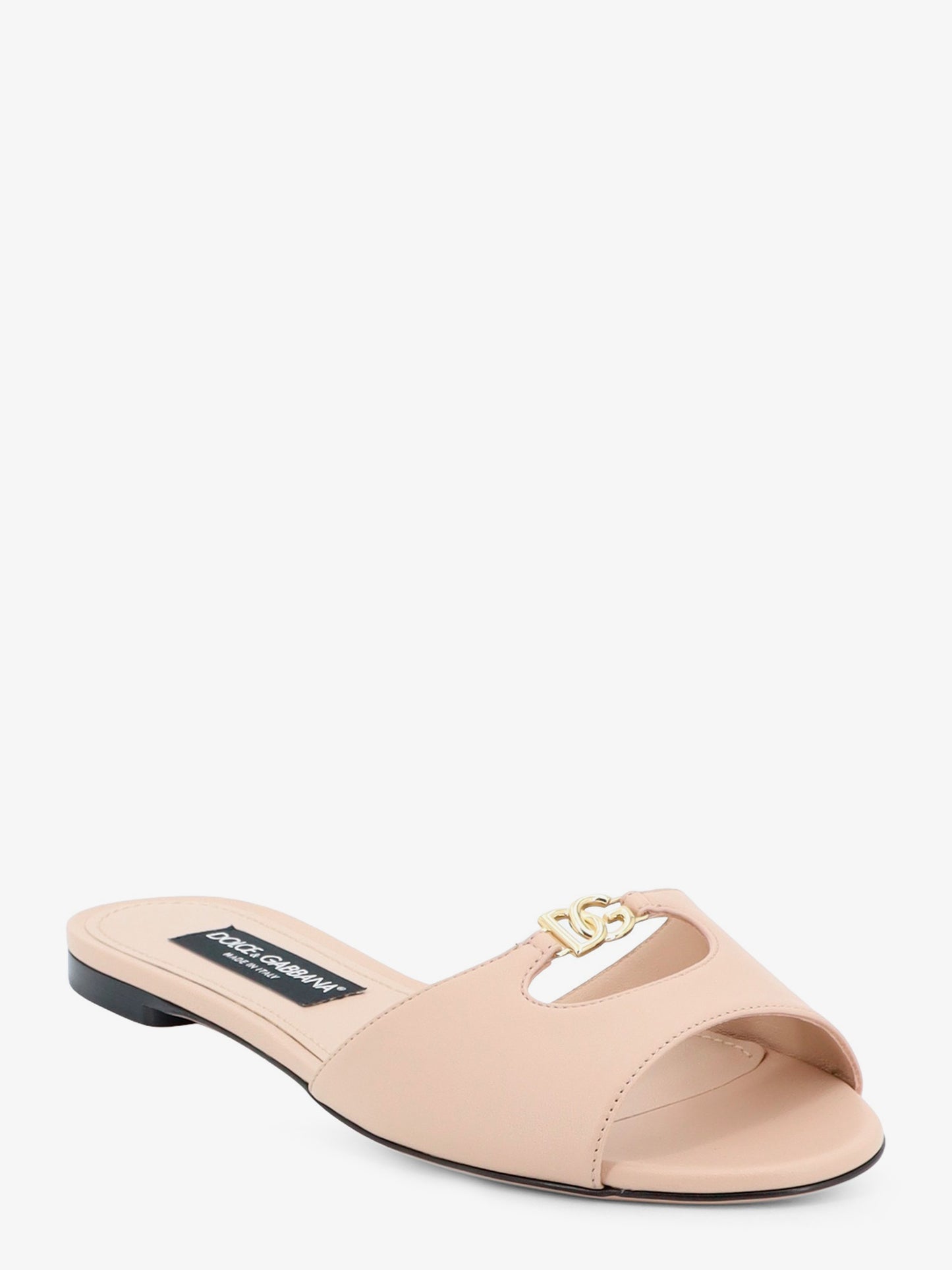 Leather sandals with metal DG logo