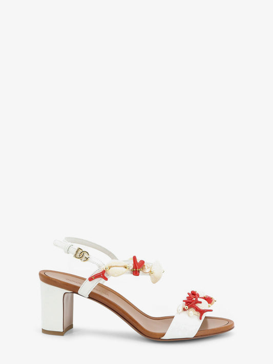 Leather sandals with sea coral details