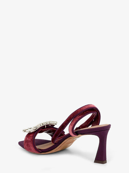Sandali in velluto con dettaglio strass frontale thumbnail