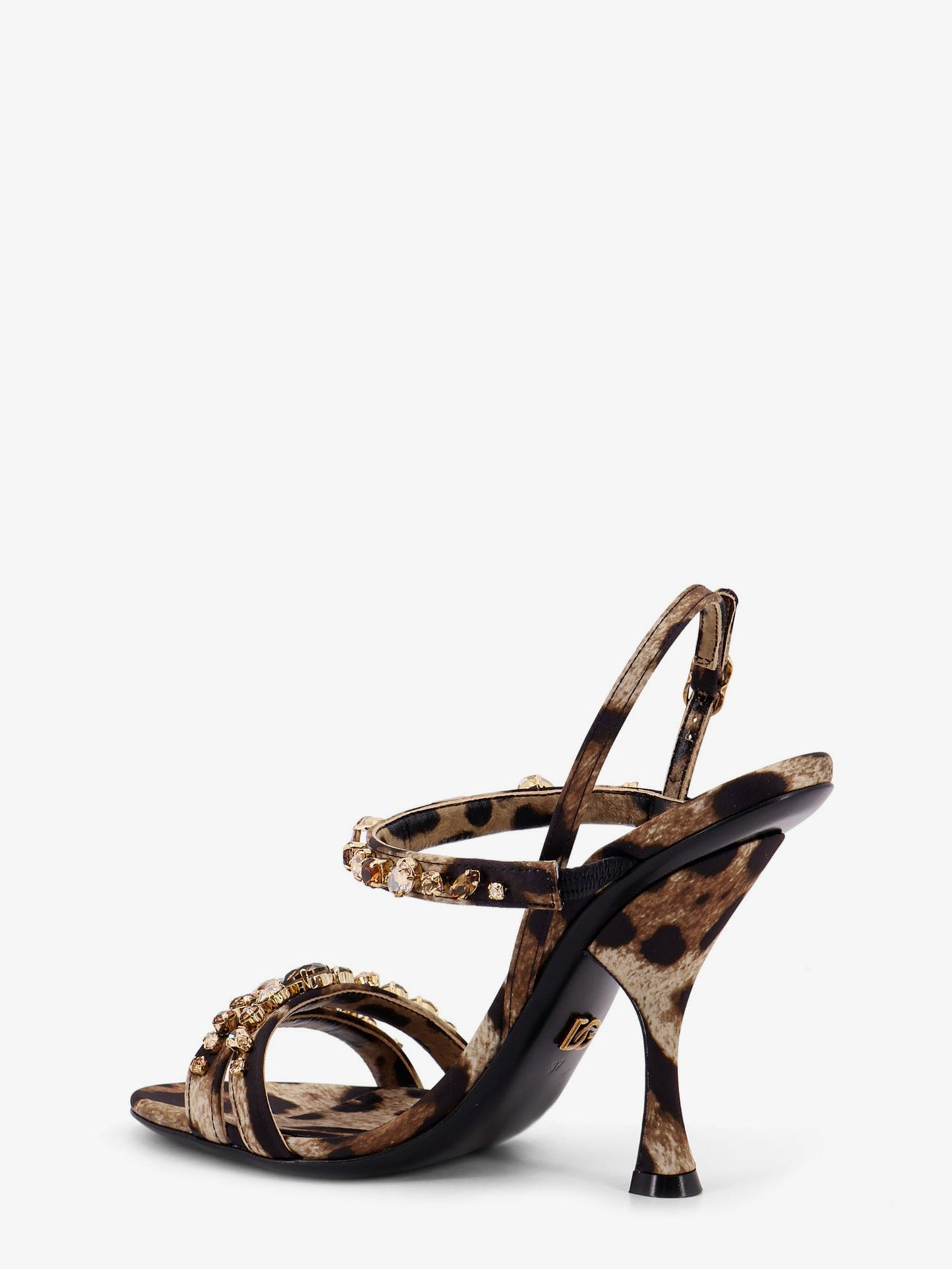 Satin sandals with animal print
