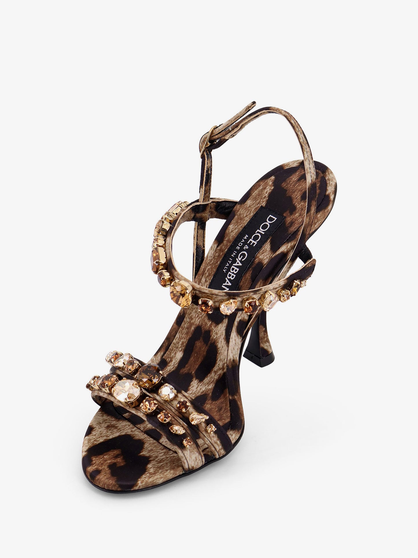 Satin sandals with animal print