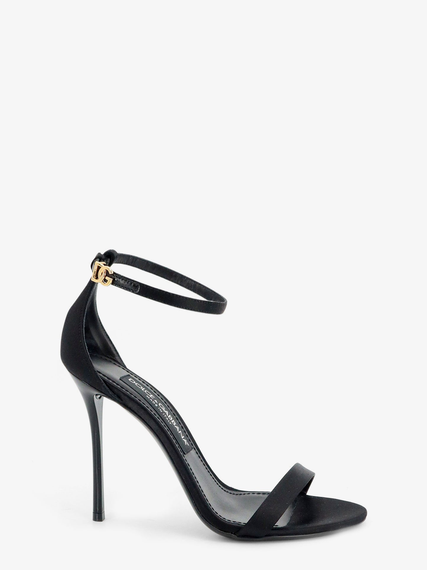 Satin sandals with metal DG logo