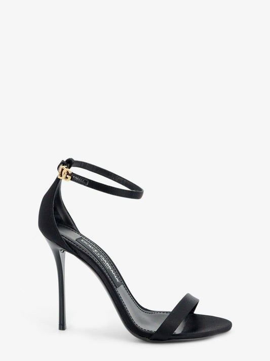 Satin sandals with metal DG logo