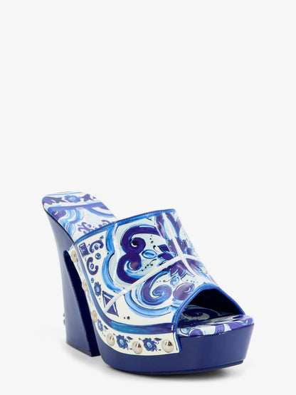 Maiolica print shiny leather sandals thumbnail